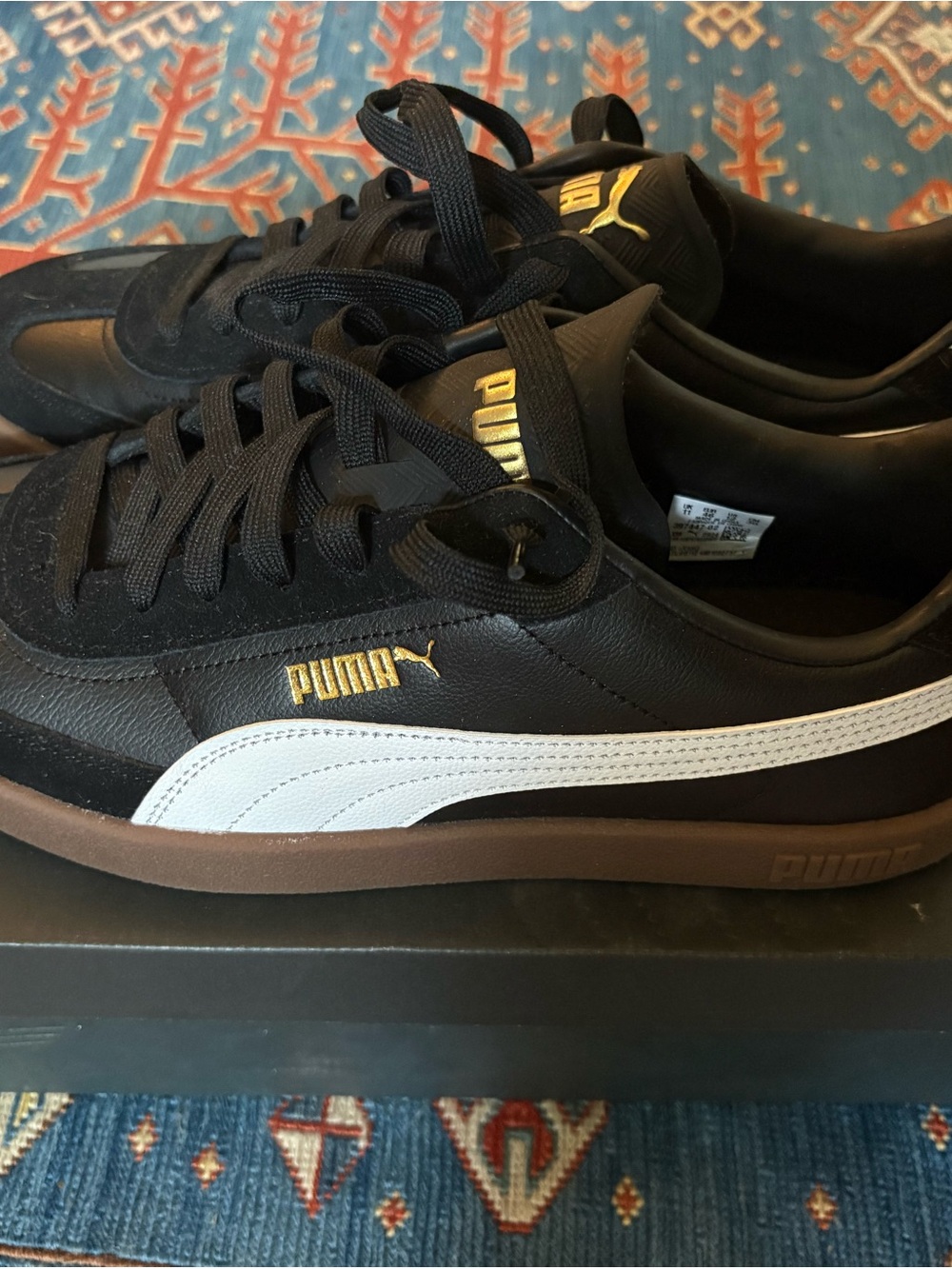 Puma Men’s Black Sneakers with White Formstrip and Brown Sole